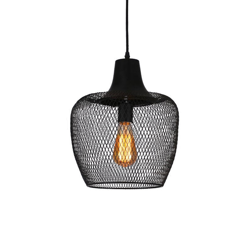 Bowl Mesh Metal Hanging Light Industrial Single Light Dining Room Pendant Lamp in Black Clearhalo 'Art Deco Pendants' 'Black' 'Cast Iron' 'Ceiling Lights' 'Ceramic' 'Crystal' 'Industrial Pendants' 'Industrial' 'Metal' 'Middle Century Pendants' 'Pendant Lights' 'Pendants' 'Rustic Pendants' 'Tiffany' Lighting' 600005