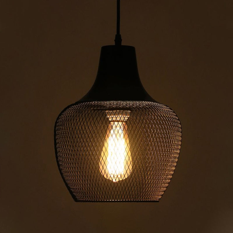 Bowl Mesh Metal Hanging Light Industrial Single Light Dining Room Pendant Lamp in Black Clearhalo 'Art Deco Pendants' 'Black' 'Cast Iron' 'Ceiling Lights' 'Ceramic' 'Crystal' 'Industrial Pendants' 'Industrial' 'Metal' 'Middle Century Pendants' 'Pendant Lights' 'Pendants' 'Rustic Pendants' 'Tiffany' Lighting' 600006