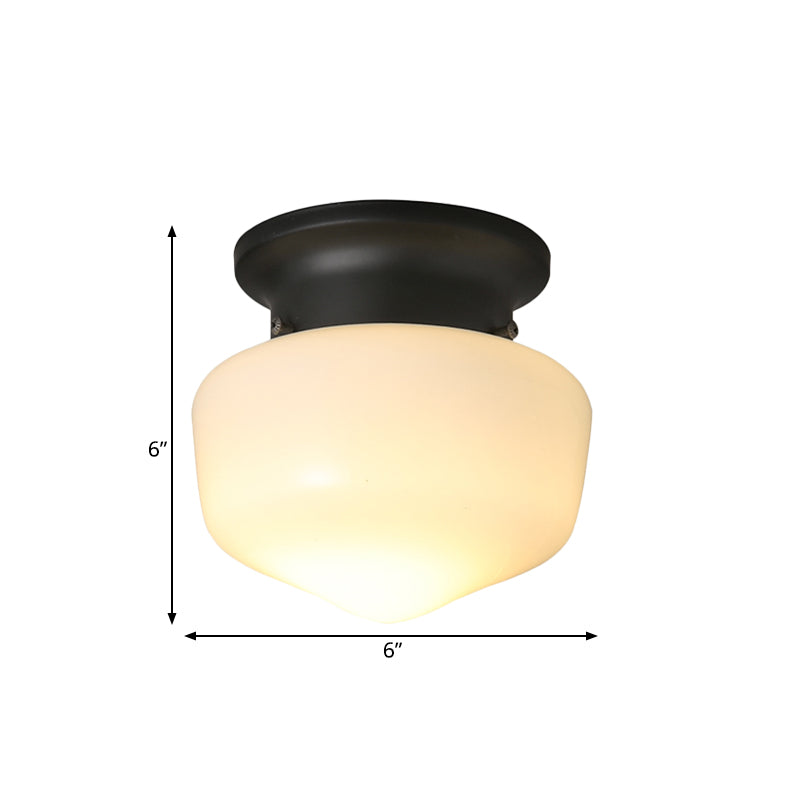Contemporary 1 Light Flush Mount with Milk Glass Shade White Schoolhouse Flush Mount Ceiling Lamp Clearhalo 'Ceiling Lights' 'Close To Ceiling Lights' 'Close to ceiling' 'Glass shade' 'Glass' 'Semi-flushmount' Lighting' 600158