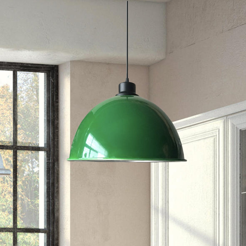 Domed Aluminum Ceiling Fixture Industrial Style 12.5"/14" W 1 Head Restaurant Hanging Lamp with Cord in Black/Red Clearhalo 'Art Deco Pendants' 'Black' 'Cast Iron' 'Ceiling Lights' 'Ceramic' 'Crystal' 'Industrial Pendants' 'Industrial' 'Metal' 'Middle Century Pendants' 'Pendant Lights' 'Pendants' 'Rustic Pendants' 'Tiffany' Lighting' 600165