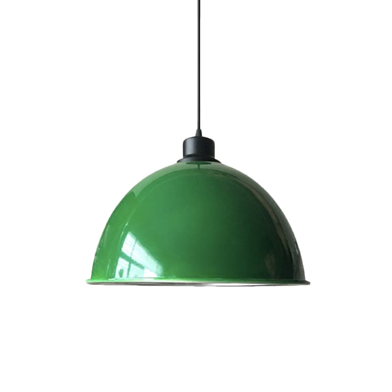 Domed Aluminum Ceiling Fixture Industrial Style 12.5"/14" W 1 Head Restaurant Hanging Lamp with Cord in Black/Red Clearhalo 'Art Deco Pendants' 'Black' 'Cast Iron' 'Ceiling Lights' 'Ceramic' 'Crystal' 'Industrial Pendants' 'Industrial' 'Metal' 'Middle Century Pendants' 'Pendant Lights' 'Pendants' 'Rustic Pendants' 'Tiffany' Lighting' 600166