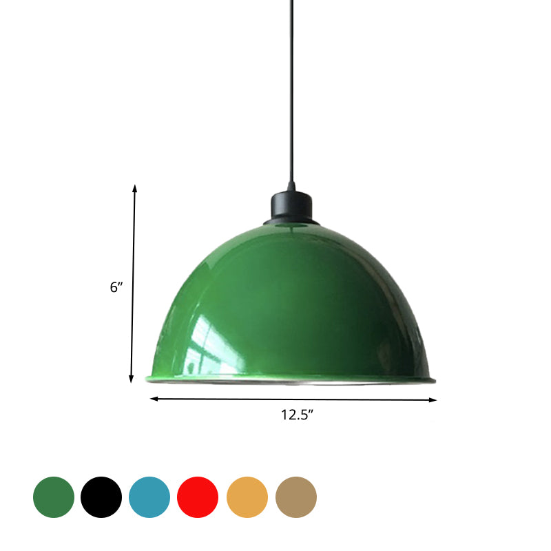 Domed Aluminum Ceiling Fixture Industrial Style 12.5"/14" W 1 Head Restaurant Hanging Lamp with Cord in Black/Red Clearhalo 'Art Deco Pendants' 'Black' 'Cast Iron' 'Ceiling Lights' 'Ceramic' 'Crystal' 'Industrial Pendants' 'Industrial' 'Metal' 'Middle Century Pendants' 'Pendant Lights' 'Pendants' 'Rustic Pendants' 'Tiffany' Lighting' 600168