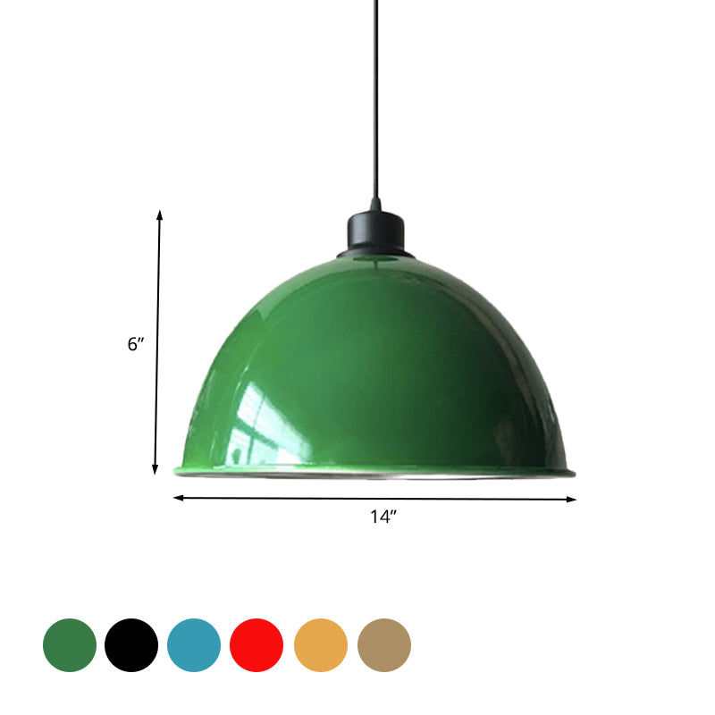 Domed Aluminum Ceiling Fixture Industrial Style 12.5"/14" W 1 Head Restaurant Hanging Lamp with Cord in Black/Red Clearhalo 'Art Deco Pendants' 'Black' 'Cast Iron' 'Ceiling Lights' 'Ceramic' 'Crystal' 'Industrial Pendants' 'Industrial' 'Metal' 'Middle Century Pendants' 'Pendant Lights' 'Pendants' 'Rustic Pendants' 'Tiffany' Lighting' 600169