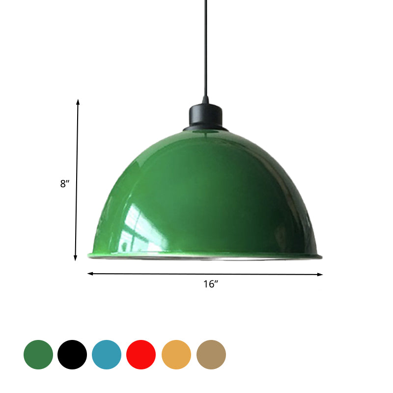 Domed Aluminum Ceiling Fixture Industrial Style 12.5"/14" W 1 Head Restaurant Hanging Lamp with Cord in Black/Red Clearhalo 'Art Deco Pendants' 'Black' 'Cast Iron' 'Ceiling Lights' 'Ceramic' 'Crystal' 'Industrial Pendants' 'Industrial' 'Metal' 'Middle Century Pendants' 'Pendant Lights' 'Pendants' 'Rustic Pendants' 'Tiffany' Lighting' 600170