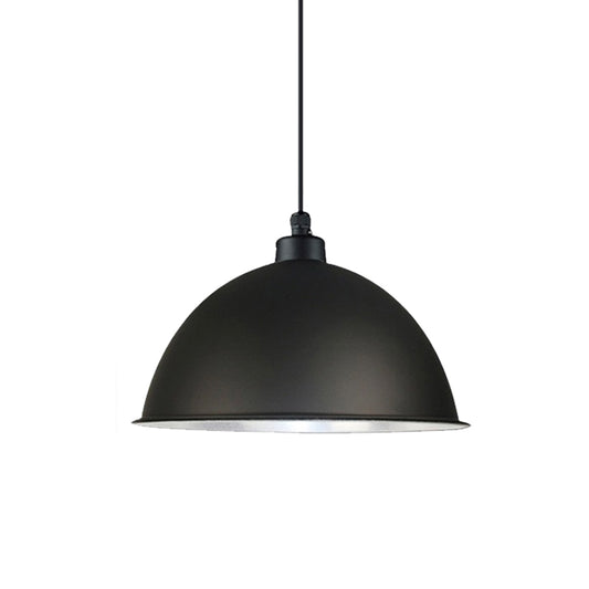 Domed Aluminum Ceiling Fixture Industrial Style 12.5"/14" W 1 Head Restaurant Hanging Lamp with Cord in Black/Red Clearhalo 'Art Deco Pendants' 'Black' 'Cast Iron' 'Ceiling Lights' 'Ceramic' 'Crystal' 'Industrial Pendants' 'Industrial' 'Metal' 'Middle Century Pendants' 'Pendant Lights' 'Pendants' 'Rustic Pendants' 'Tiffany' Lighting' 600173