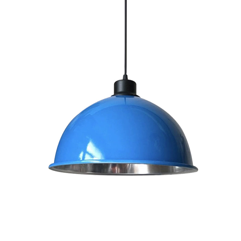 Domed Aluminum Ceiling Fixture Industrial Style 12.5"/14" W 1 Head Restaurant Hanging Lamp with Cord in Black/Red Clearhalo 'Art Deco Pendants' 'Black' 'Cast Iron' 'Ceiling Lights' 'Ceramic' 'Crystal' 'Industrial Pendants' 'Industrial' 'Metal' 'Middle Century Pendants' 'Pendant Lights' 'Pendants' 'Rustic Pendants' 'Tiffany' Lighting' 600176