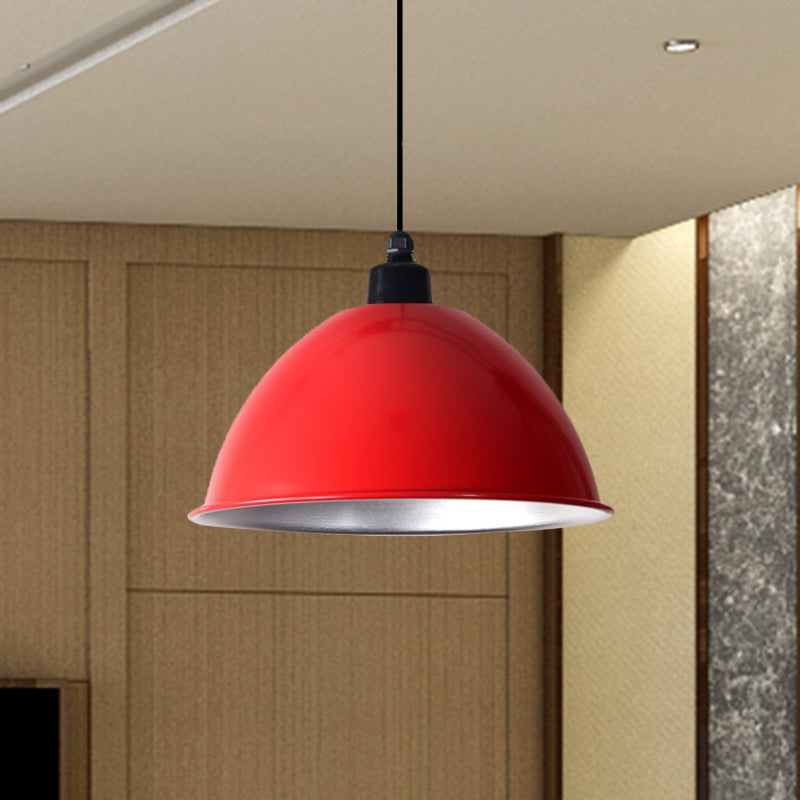 Domed Aluminum Ceiling Fixture Industrial Style 12.5"/14" W 1 Head Restaurant Hanging Lamp with Cord in Black/Red Red Clearhalo 'Art Deco Pendants' 'Black' 'Cast Iron' 'Ceiling Lights' 'Ceramic' 'Crystal' 'Industrial Pendants' 'Industrial' 'Metal' 'Middle Century Pendants' 'Pendant Lights' 'Pendants' 'Rustic Pendants' 'Tiffany' Lighting' 600177