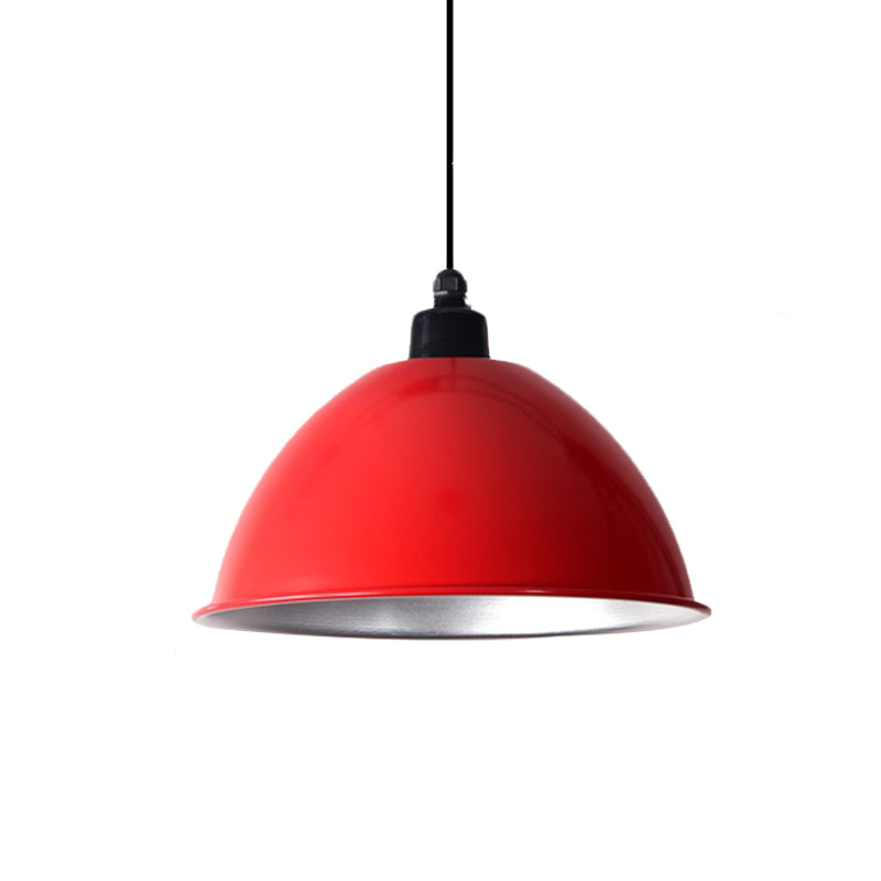 Domed Aluminum Ceiling Fixture Industrial Style 12.5"/14" W 1 Head Restaurant Hanging Lamp with Cord in Black/Red Clearhalo 'Art Deco Pendants' 'Black' 'Cast Iron' 'Ceiling Lights' 'Ceramic' 'Crystal' 'Industrial Pendants' 'Industrial' 'Metal' 'Middle Century Pendants' 'Pendant Lights' 'Pendants' 'Rustic Pendants' 'Tiffany' Lighting' 600179
