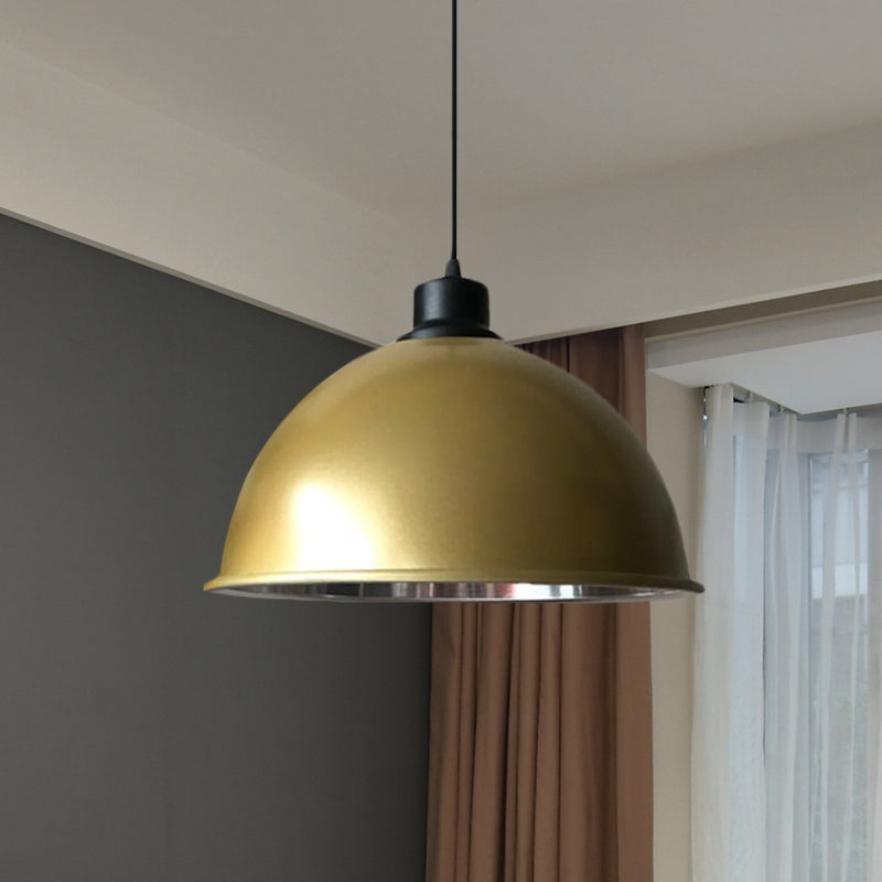 Domed Aluminum Ceiling Fixture Industrial Style 12.5"/14" W 1 Head Restaurant Hanging Lamp with Cord in Black/Red Gold Clearhalo 'Art Deco Pendants' 'Black' 'Cast Iron' 'Ceiling Lights' 'Ceramic' 'Crystal' 'Industrial Pendants' 'Industrial' 'Metal' 'Middle Century Pendants' 'Pendant Lights' 'Pendants' 'Rustic Pendants' 'Tiffany' Lighting' 600183