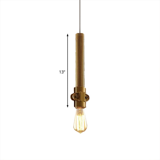 Gold Finish Exposed Bulb Hanging Lamp Industrial Iron 1 Light Ceiling Light Fixture with Mesh Detail Clearhalo 'Art Deco Pendants' 'Cast Iron' 'Ceiling Lights' 'Ceramic' 'Crystal' 'Industrial Pendants' 'Industrial' 'Metal' 'Middle Century Pendants' 'Pendant Lights' 'Pendants' 'Tiffany' Lighting' 600248