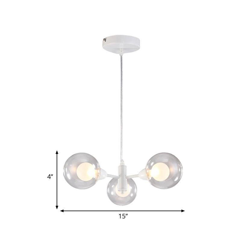 Globe Dining Room Chandelier Clear Glass 3/6/9 Lights Modern Led Hanging Ceiling Light in White Clearhalo 'Ceiling Lights' 'Chandeliers' 'Clear' 'Glass shade' 'Glass' 'Industrial' 'Modern Chandeliers' 'Modern' 'Tiffany' 'Traditional Chandeliers' Lighting' 600272