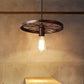 Vintage Bare Bulb Ceiling Light Fixture with Wheel Decoration 1 Light Wrought Iron Pendant Lamp in Blue/Yellow Clearhalo 'Ceiling Lights' 'Pendant Lights' 'Pendants' Lighting' 600295