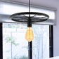 Vintage Bare Bulb Ceiling Light Fixture with Wheel Decoration 1 Light Wrought Iron Pendant Lamp in Blue/Yellow Clearhalo 'Ceiling Lights' 'Pendant Lights' 'Pendants' Lighting' 600299