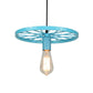 Vintage Bare Bulb Ceiling Light Fixture with Wheel Decoration 1 Light Wrought Iron Pendant Lamp in Blue/Yellow Clearhalo 'Ceiling Lights' 'Pendant Lights' 'Pendants' Lighting' 600305