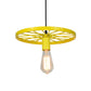 Vintage Bare Bulb Ceiling Light Fixture with Wheel Decoration 1 Light Wrought Iron Pendant Lamp in Blue/Yellow Clearhalo 'Ceiling Lights' 'Pendant Lights' 'Pendants' Lighting' 600309