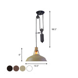 1 Light Barn Pendant Ceiling Lamp Farmhouse Style Black/Beige/Rust/White Metallic Hanging Light with Pulley for Bedroom Clearhalo 'Art Deco Pendants' 'Black' 'Cast Iron' 'Ceiling Lights' 'Ceramic' 'Crystal' 'Industrial Pendants' 'Industrial' 'Metal' 'Middle Century Pendants' 'Pendant Lights' 'Pendants' 'Rustic Pendants' 'Tiffany' Lighting' 600342
