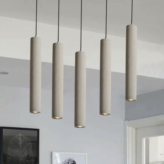 Concrete Cylinder Pendant Light Modernist Style 1 Light Living Room Hanging Light Fixture with Adjustable Cord in Grey Grey Clearhalo 'Ceiling Lights' 'Modern Pendants' 'Modern' 'Pendant Lights' 'Pendants' Lighting' 600360