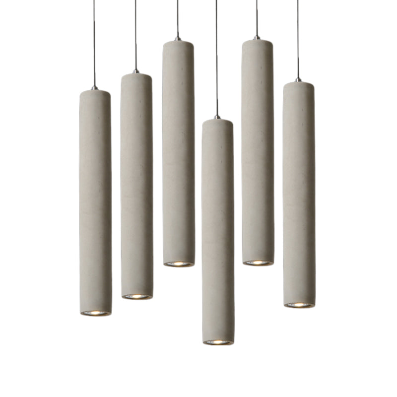 Concrete Cylinder Pendant Light Modernist Style 1 Light Living Room Hanging Light Fixture with Adjustable Cord in Grey Clearhalo 'Ceiling Lights' 'Modern Pendants' 'Modern' 'Pendant Lights' 'Pendants' Lighting' 600363