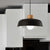 12"/15" W 1 Head Bowl Hanging Fixture Nordic Style Black/White Metal and Wood Pendant Lighting with Adjustable Cord Black Clearhalo 'Ceiling Lights' 'Modern Pendants' 'Modern' 'Pendant Lights' 'Pendants' Lighting' 600365