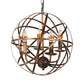 4 Heads Ceiling Light with Iron Globe Cage Shade Vintage Style Dining Room Chandelier Light Fixture in Antique Brass Clearhalo 'Cast Iron' 'Ceiling Lights' 'Chandeliers' 'Industrial Chandeliers' 'Industrial' 'Metal' 'Middle Century Chandeliers' 'Rustic Chandeliers' 'Tiffany' Lighting' 600501