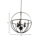 Black Circle Hanging Lamp with Cage Shade Antique Metallic 3-Light Restaurant Chandelier Light Fixture Clearhalo 'Cast Iron' 'Ceiling Lights' 'Chandeliers' 'Industrial Chandeliers' 'Industrial' 'Metal' 'Middle Century Chandeliers' 'Rustic Chandeliers' 'Tiffany' Lighting' 600549