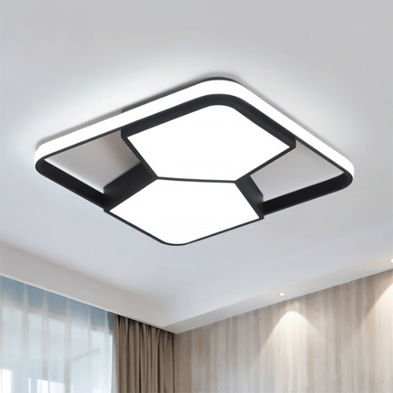 LED Geometric Ceiling Light Fixture Contemporary Black/White Acrylic Flush Mount Lamp in Warm/White Lighting for Bedroom Black Clearhalo 'Ceiling Lights' 'Close To Ceiling Lights' 'Close to ceiling' 'Flush mount' Lighting' 600608