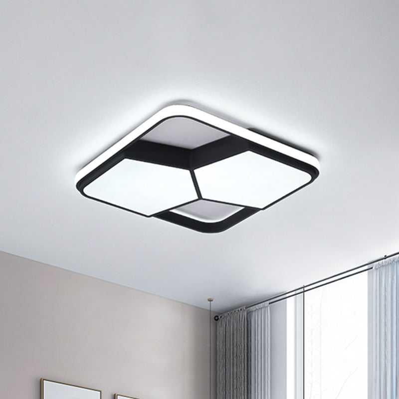 LED Geometric Ceiling Light Fixture Contemporary Black/White Acrylic Flush Mount Lamp in Warm/White Lighting for Bedroom Clearhalo 'Ceiling Lights' 'Close To Ceiling Lights' 'Close to ceiling' 'Flush mount' Lighting' 600609