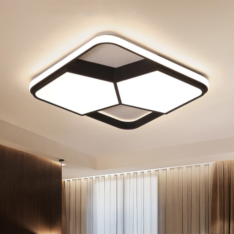 LED Geometric Ceiling Light Fixture Contemporary Black/White Acrylic Flush Mount Lamp in Warm/White Lighting for Bedroom Clearhalo 'Ceiling Lights' 'Close To Ceiling Lights' 'Close to ceiling' 'Flush mount' Lighting' 600610