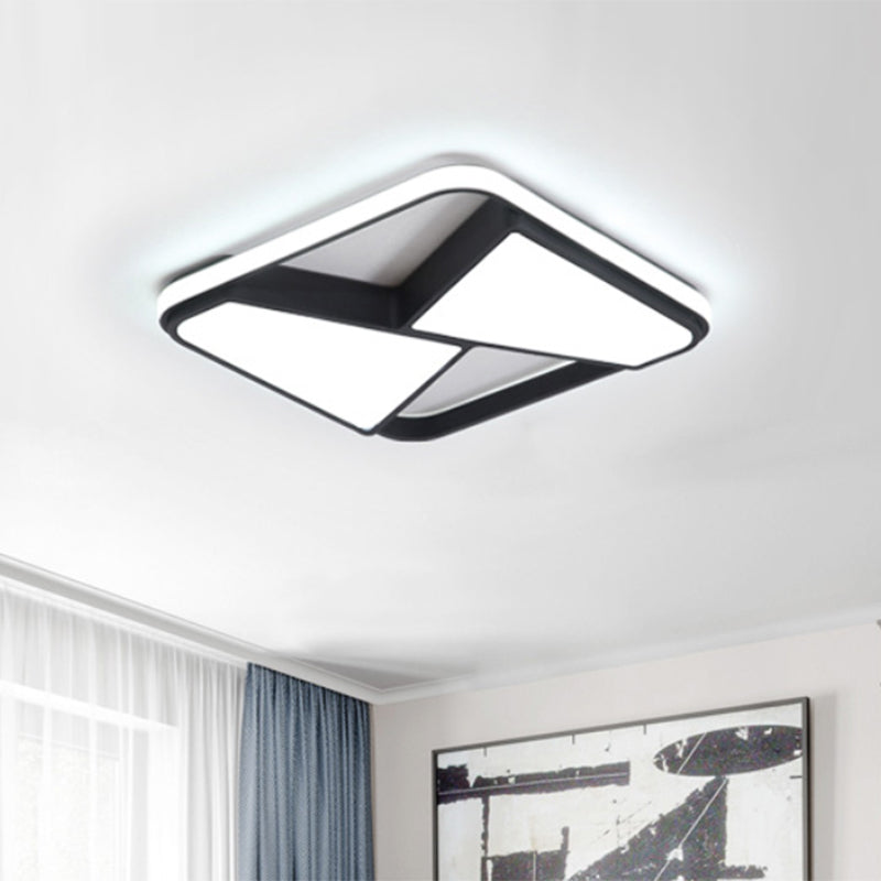 LED Squared Ceiling Mounted Light Nordic Style Black/White Acrylic Flush Pendant Light in Warm/White Lighting Clearhalo 'Ceiling Lights' 'Close To Ceiling Lights' 'Close to ceiling' 'Flush mount' Lighting' 600618