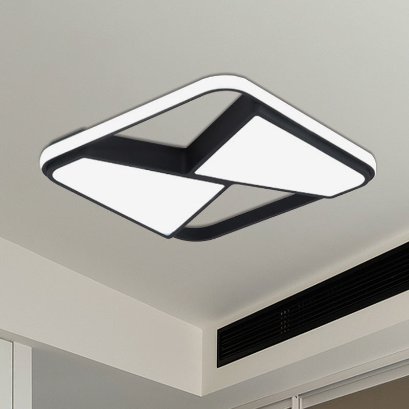 LED Squared Ceiling Mounted Light Nordic Style Black/White Acrylic Flush Pendant Light in Warm/White Lighting Clearhalo 'Ceiling Lights' 'Close To Ceiling Lights' 'Close to ceiling' 'Flush mount' Lighting' 600619