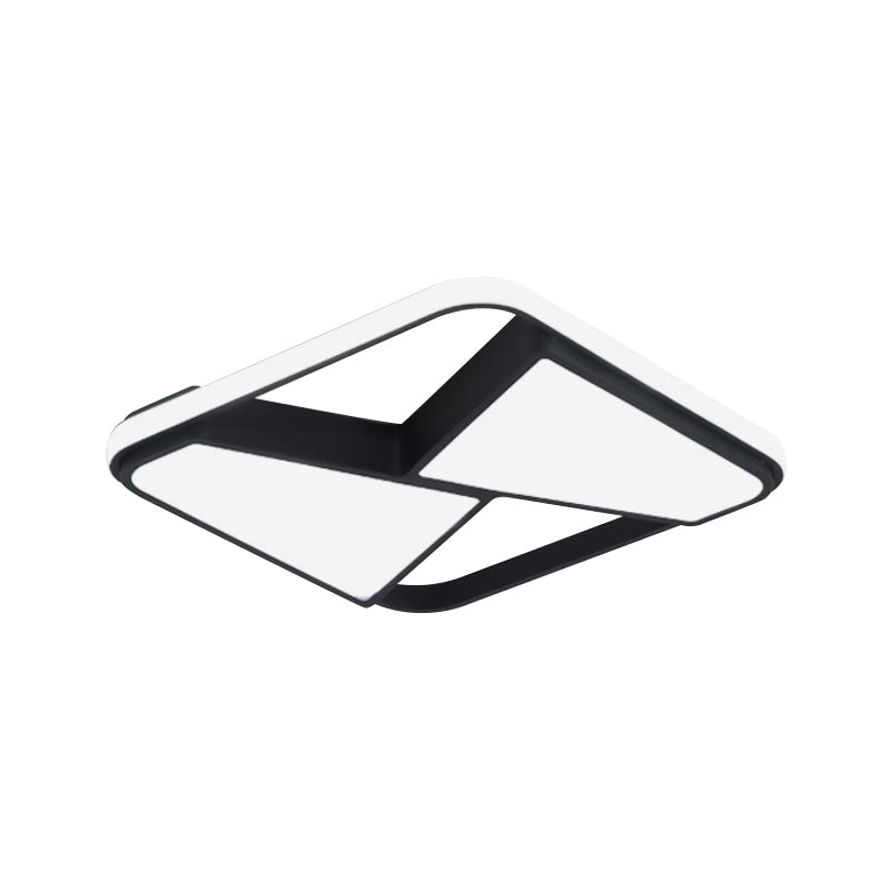 LED Squared Ceiling Mounted Light Nordic Style Black/White Acrylic Flush Pendant Light in Warm/White Lighting Clearhalo 'Ceiling Lights' 'Close To Ceiling Lights' 'Close to ceiling' 'Flush mount' Lighting' 600620