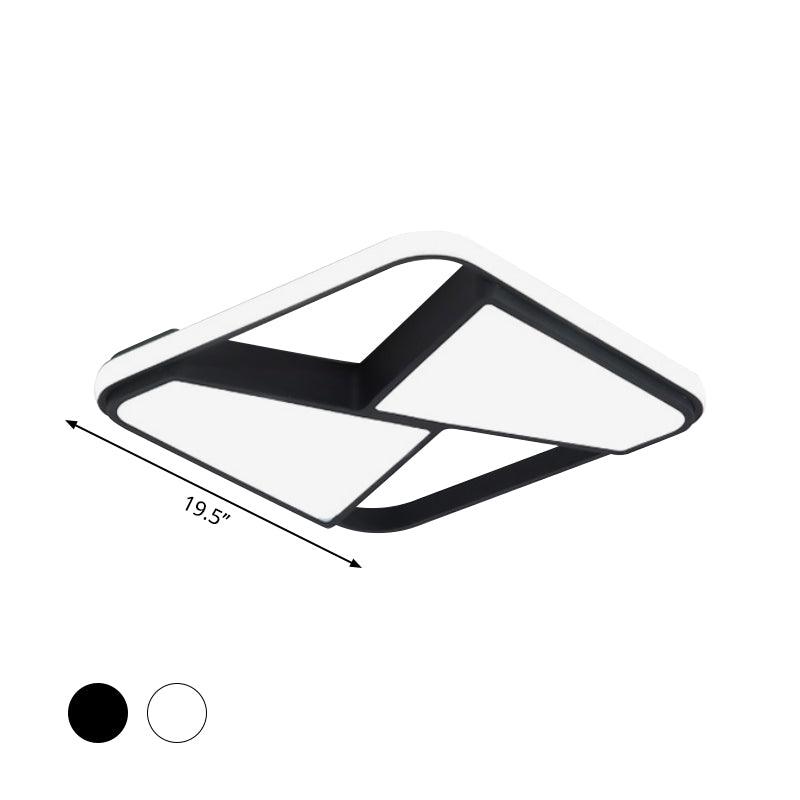 LED Squared Ceiling Mounted Light Nordic Style Black/White Acrylic Flush Pendant Light in Warm/White Lighting Clearhalo 'Ceiling Lights' 'Close To Ceiling Lights' 'Close to ceiling' 'Flush mount' Lighting' 600621