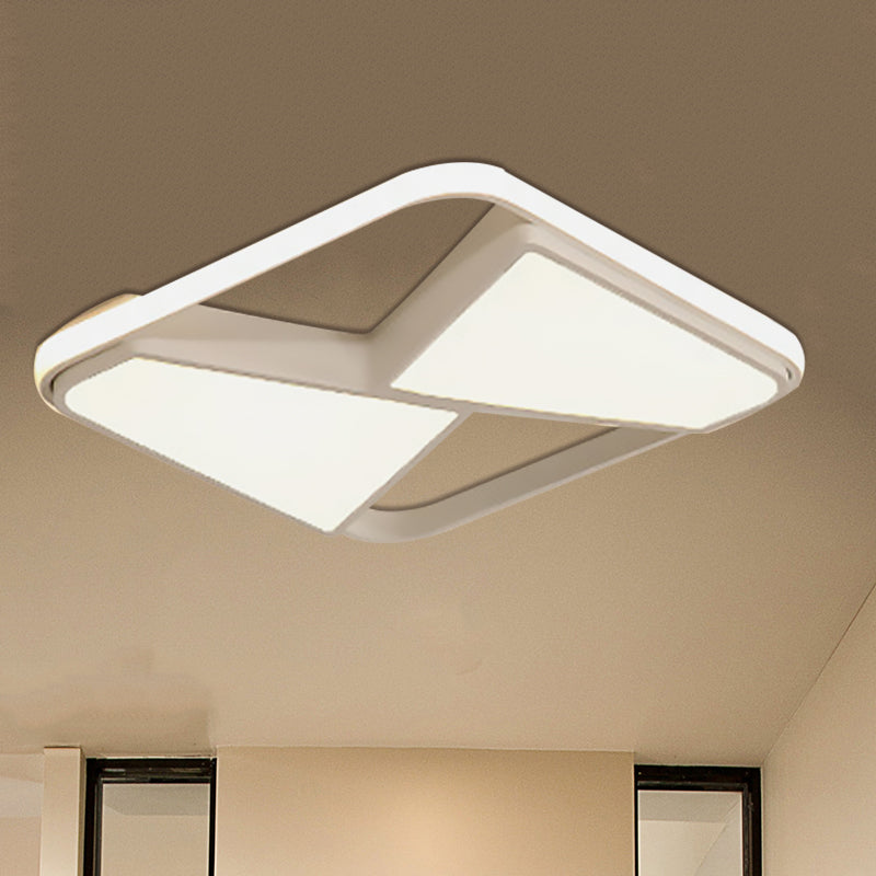 LED Squared Ceiling Mounted Light Nordic Style Black/White Acrylic Flush Pendant Light in Warm/White Lighting White Clearhalo 'Ceiling Lights' 'Close To Ceiling Lights' 'Close to ceiling' 'Flush mount' Lighting' 600622