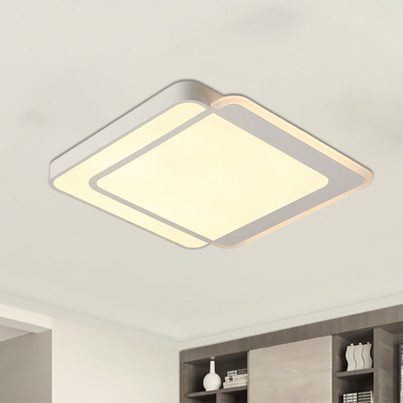 Contemporary Square/Round Flush Mounted Light Warm/White Lighting LED Ceiling Light Fixture in White Clearhalo 'Ceiling Lights' 'Close To Ceiling Lights' 'Close to ceiling' 'Flush mount' Lighting' 600644