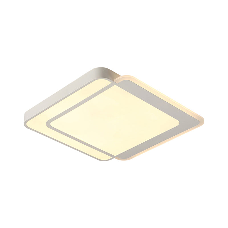 Contemporary Square/Round Flush Mounted Light Warm/White Lighting LED Ceiling Light Fixture in White Clearhalo 'Ceiling Lights' 'Close To Ceiling Lights' 'Close to ceiling' 'Flush mount' Lighting' 600645