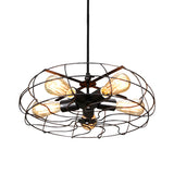 5 Bulbs Pendant Lighting Vintage Round Cage Shade Wrought Iron Chandelier Lamp with Cord/Chain in Black/Rust Clearhalo 'Cast Iron' 'Ceiling Lights' 'Chandeliers' 'Industrial Chandeliers' 'Industrial' 'Metal' 'Middle Century Chandeliers' 'Rustic Chandeliers' 'Tiffany' Lighting' 600654