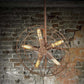 Fan Shape Farmhouse Ceiling Light with Wire Frame Rustic Wrought Iron 5 Bulbs Dark Rust Chandelier Lamp Clearhalo 'Cast Iron' 'Ceiling Lights' 'Chandeliers' 'Industrial Chandeliers' 'Industrial' 'Metal' 'Middle Century Chandeliers' 'Rustic Chandeliers' 'Tiffany' Lighting' 600669