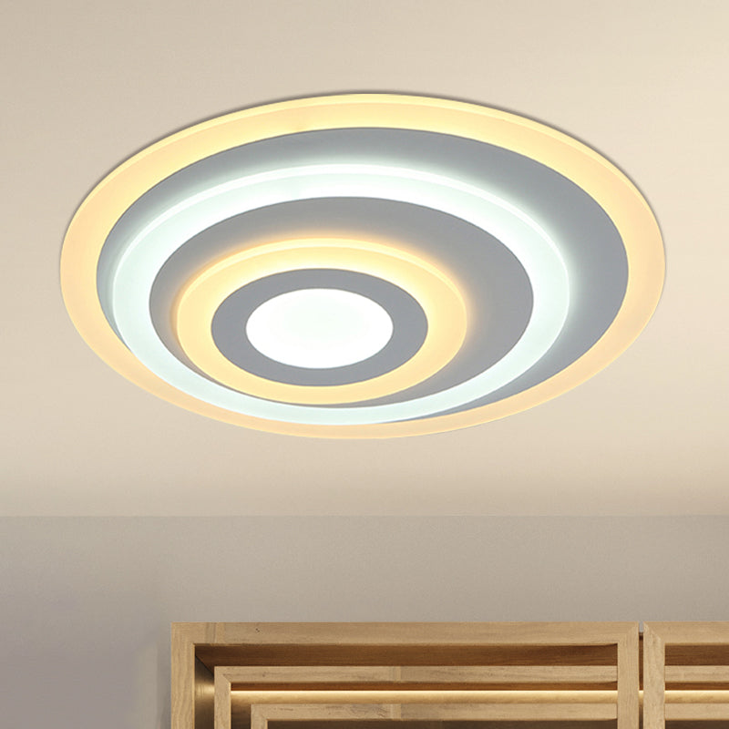 Ellipse Flushmount Simple Acrylic LED 14"/19.5"/23.5" Wide White Ceiling Mounted Fixture in Warm/White Light Clearhalo 'Ceiling Lights' 'Close To Ceiling Lights' 'Close to ceiling' 'Flush mount' Lighting' 600699