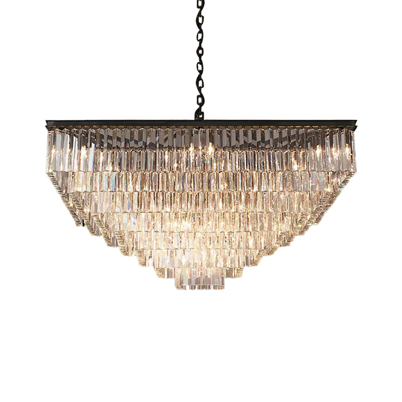 3/5/7-Tier Living Room Chandelier Lighting with Square Clear Crystal Shade LED Suspension Pendant, 19.5"/31.5"/43" Wide Clearhalo 'Ceiling Lights' 'Chandeliers' 'Clear' 'Industrial' 'Modern Chandeliers' 'Modern' 'Tiffany' 'Traditional Chandeliers' Lighting' 600813