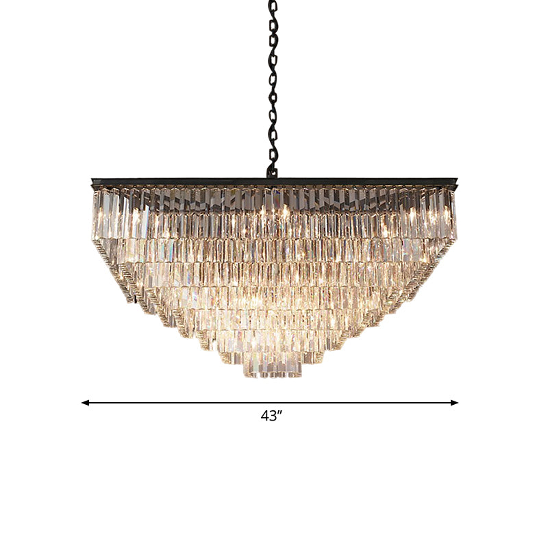 3/5/7-Tier Living Room Chandelier Lighting with Square Clear Crystal Shade LED Suspension Pendant, 19.5"/31.5"/43" Wide Clearhalo 'Ceiling Lights' 'Chandeliers' 'Clear' 'Industrial' 'Modern Chandeliers' 'Modern' 'Tiffany' 'Traditional Chandeliers' Lighting' 600814