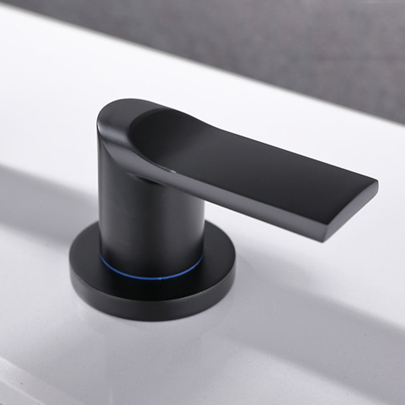 Modern 2-Handle Bathroom Sink Faucet 3 Hole Wide Spread Bathroom Faucet Clearhalo 'Bathroom Remodel & Bathroom Fixtures' 'Bathroom Sink Faucets' 'Bathroom Sinks & Faucet Components' 'bathroom_sink_faucets' 'Home Improvement' 'home_improvement' 'home_improvement_bathroom_sink_faucets' 6013254