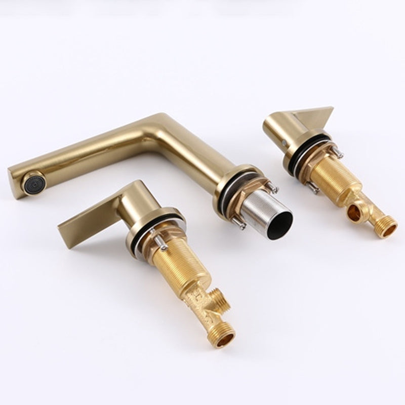 Modern 2-Handle Bathroom Sink Faucet 3 Hole Wide Spread Bathroom Faucet Clearhalo 'Bathroom Remodel & Bathroom Fixtures' 'Bathroom Sink Faucets' 'Bathroom Sinks & Faucet Components' 'bathroom_sink_faucets' 'Home Improvement' 'home_improvement' 'home_improvement_bathroom_sink_faucets' 6013256