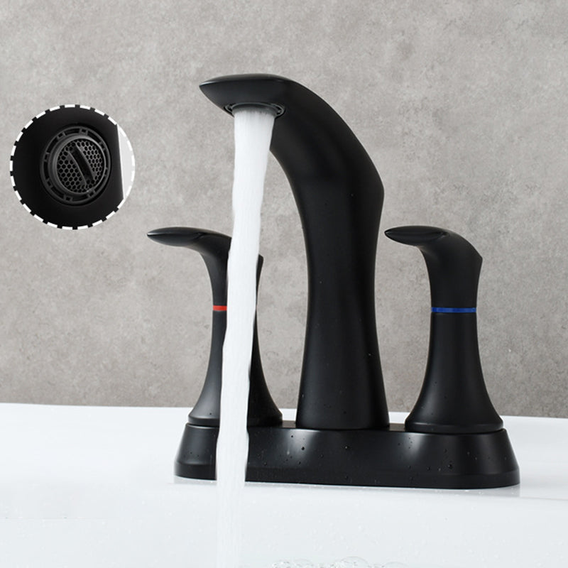 Square 2-Handle Bathroom Faucet 3 Hole Centerset Lavatory Faucet Clearhalo 'Bathroom Remodel & Bathroom Fixtures' 'Bathroom Sink Faucets' 'Bathroom Sinks & Faucet Components' 'bathroom_sink_faucets' 'Home Improvement' 'home_improvement' 'home_improvement_bathroom_sink_faucets' 6013287