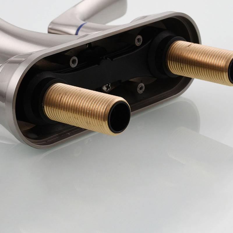 Square 2-Handle Bathroom Faucet 3 Hole Centerset Lavatory Faucet Clearhalo 'Bathroom Remodel & Bathroom Fixtures' 'Bathroom Sink Faucets' 'Bathroom Sinks & Faucet Components' 'bathroom_sink_faucets' 'Home Improvement' 'home_improvement' 'home_improvement_bathroom_sink_faucets' 6013293