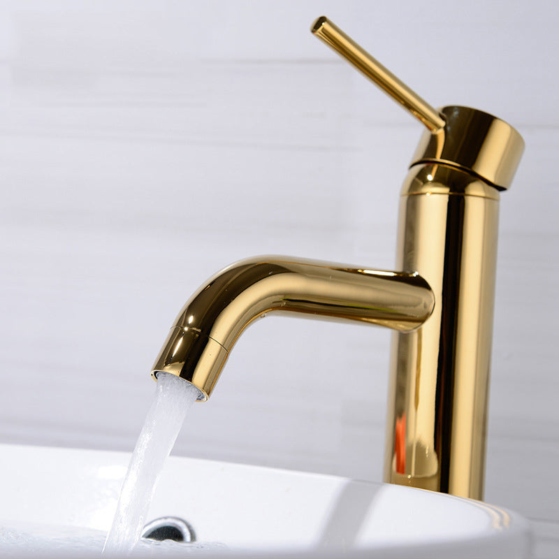 Modern 1-Handle Bathroom Sink Faucet Brushed Gold Vessel Sink Faucet Brass Clearhalo 'Bathroom Remodel & Bathroom Fixtures' 'Bathroom Sink Faucets' 'Bathroom Sinks & Faucet Components' 'bathroom_sink_faucets' 'Home Improvement' 'home_improvement' 'home_improvement_bathroom_sink_faucets' 6013321