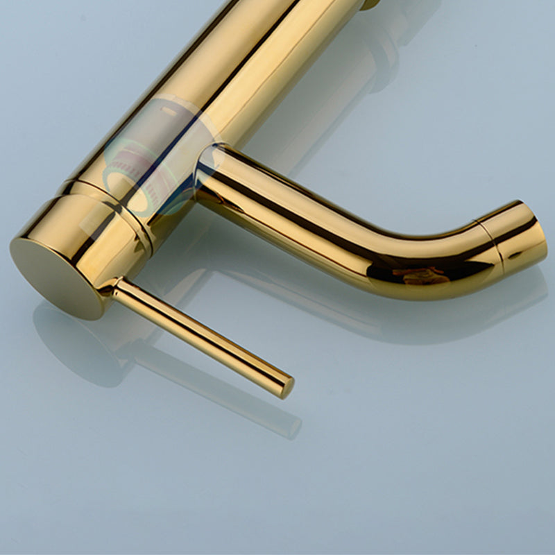 Modern 1-Handle Bathroom Sink Faucet Brushed Gold Vessel Sink Faucet Brass Clearhalo 'Bathroom Remodel & Bathroom Fixtures' 'Bathroom Sink Faucets' 'Bathroom Sinks & Faucet Components' 'bathroom_sink_faucets' 'Home Improvement' 'home_improvement' 'home_improvement_bathroom_sink_faucets' 6013325
