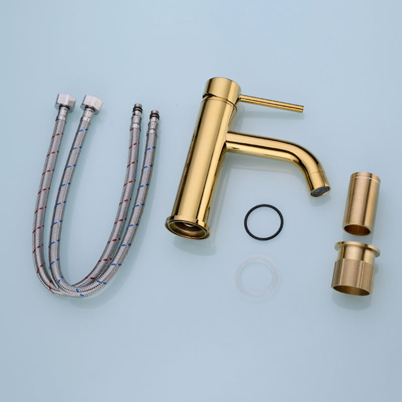 Modern 1-Handle Bathroom Sink Faucet Brushed Gold Vessel Sink Faucet Brass Clearhalo 'Bathroom Remodel & Bathroom Fixtures' 'Bathroom Sink Faucets' 'Bathroom Sinks & Faucet Components' 'bathroom_sink_faucets' 'Home Improvement' 'home_improvement' 'home_improvement_bathroom_sink_faucets' 6013329