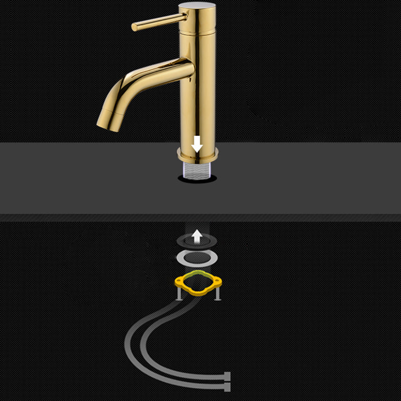 Modern 1-Handle Bathroom Sink Faucet Brushed Gold Vessel Sink Faucet Brass Clearhalo 'Bathroom Remodel & Bathroom Fixtures' 'Bathroom Sink Faucets' 'Bathroom Sinks & Faucet Components' 'bathroom_sink_faucets' 'Home Improvement' 'home_improvement' 'home_improvement_bathroom_sink_faucets' 6013330