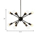 12 Bulbs Starburst Chandelier Lighting Industrial Black Ceiling Light with Adjustable Cord for Restaurant Clearhalo 'Cast Iron' 'Ceiling Lights' 'Chandeliers' 'Industrial Chandeliers' 'Industrial' 'Metal' 'Middle Century Chandeliers' 'Rustic Chandeliers' 'Tiffany' Lighting' 601379