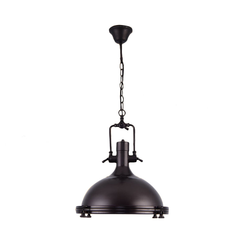 Industrial Dome Hanging Lamp 1 Light Metal Ceiling Light with Frosted Diffuser in Black/White/Purple for Dining Room Clearhalo 'Art Deco Pendants' 'Black' 'Cast Iron' 'Ceiling Lights' 'Ceramic' 'Crystal' 'Industrial Pendants' 'Industrial' 'Metal' 'Middle Century Pendants' 'Pendant Lights' 'Pendants' 'Rustic Pendants' 'Tiffany' Lighting' 601436